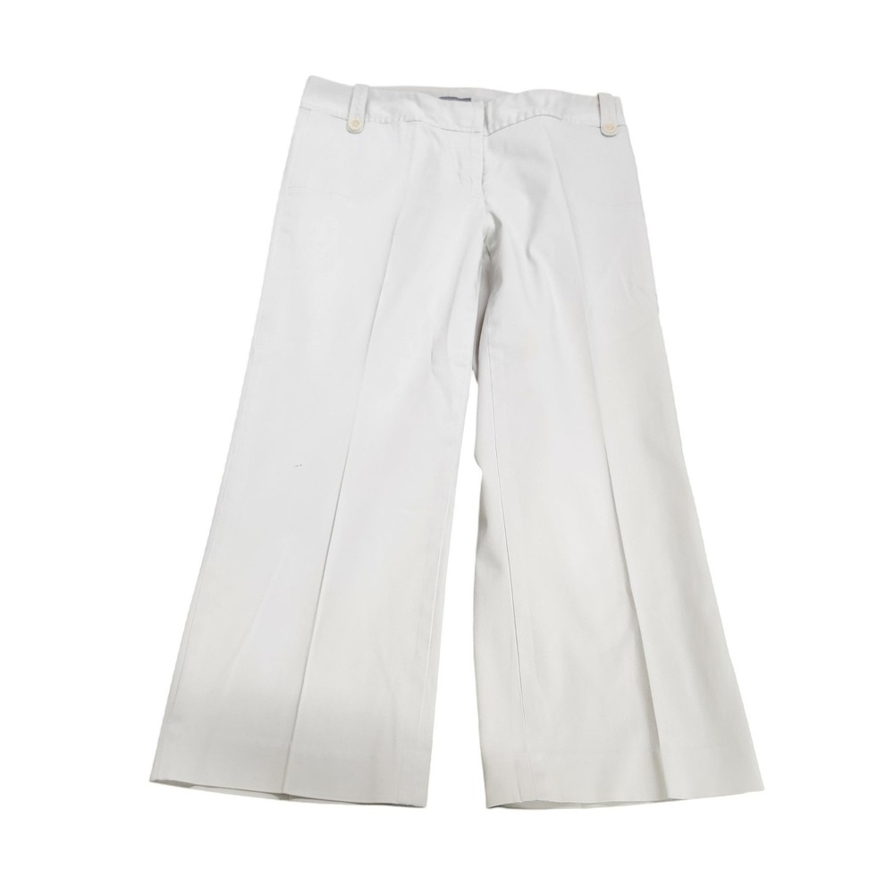 Ann Taylor Pants Womens 4 White Twill Chino Crop Straight Leg Work Office Casual